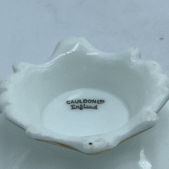 Antique Cauldon England Rose Border Gold Trim Footed China Teacup and Saucer - Picture 9 of 10